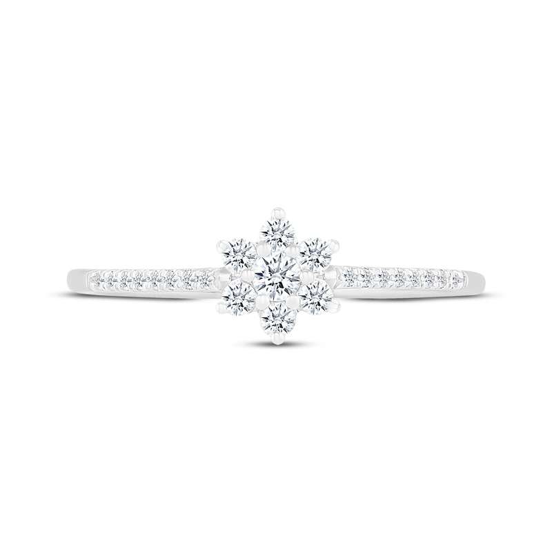 Main Image 4 of Diamond Flower Promise Ring 1/5 ct tw 10K White Gold