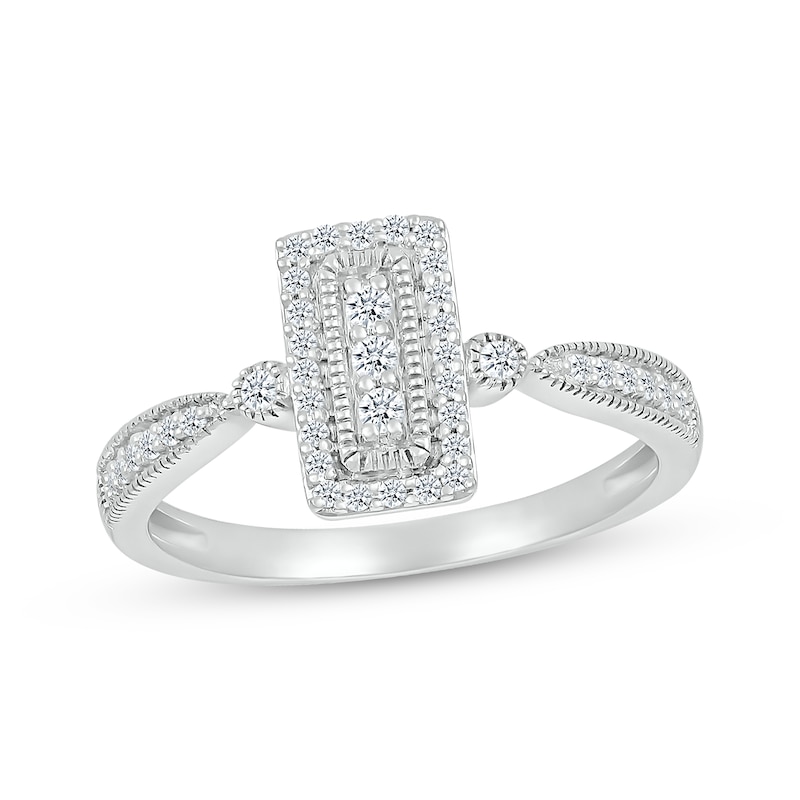 Main Image 1 of Multi-Diamond Rectangle Promise Ring 1/5 ct tw 10K White Gold