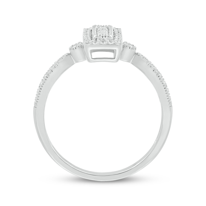 Main Image 2 of Multi-Diamond Rectangle Promise Ring 1/5 ct tw 10K White Gold