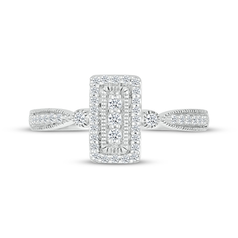 Main Image 3 of Multi-Diamond Rectangle Promise Ring 1/5 ct tw 10K White Gold