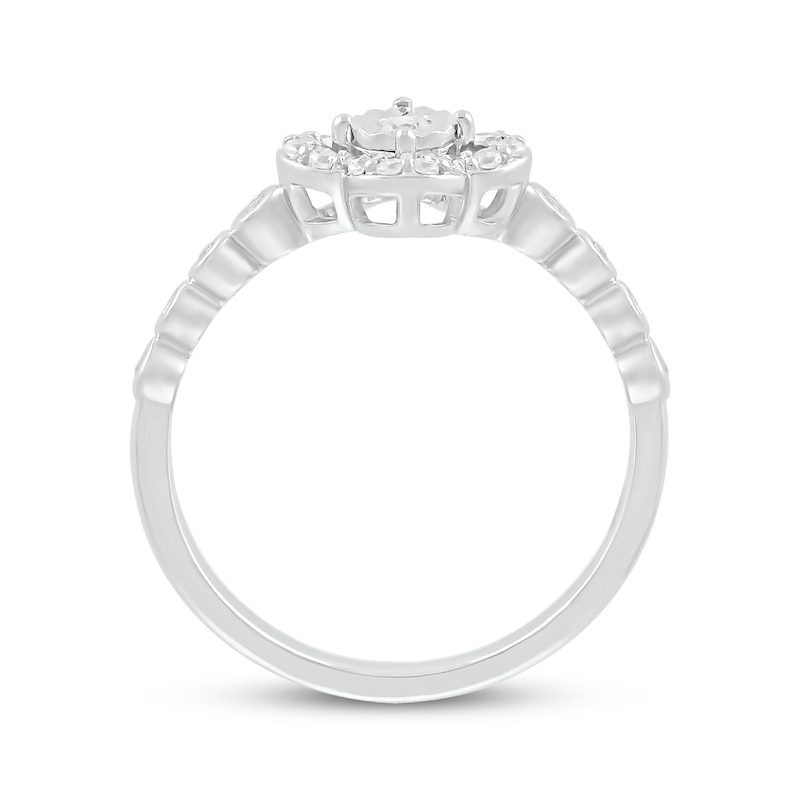 Main Image 2 of Diamond Clover Halo Promise Ring 1/5 ct tw 10K White Gold