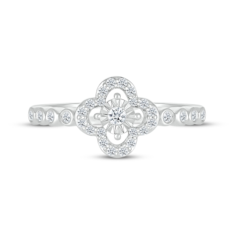 Main Image 3 of Diamond Clover Halo Promise Ring 1/5 ct tw 10K White Gold
