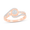 Thumbnail Image 1 of Multi-Diamond Swirl Halo Promise Ring 1/4 ct tw 10K Rose Gold