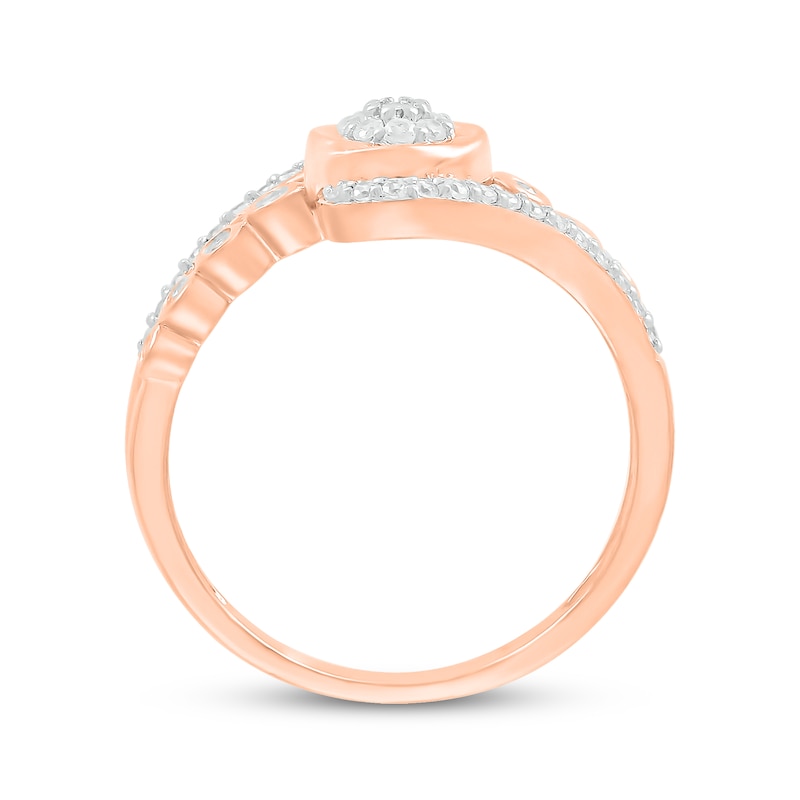 Main Image 2 of Multi-Diamond Swirl Halo Promise Ring 1/4 ct tw 10K Rose Gold