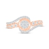 Thumbnail Image 3 of Multi-Diamond Swirl Halo Promise Ring 1/4 ct tw 10K Rose Gold