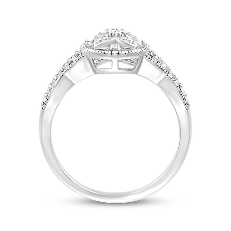 Main Image 2 of Diamond Milgrain Circle Promise Ring 1/5 ct tw Sterling Silver