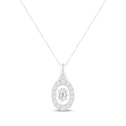 Unstoppable Love Oval-Cut Lab-Grown diamond Necklace 1 ct tw 14K White Gold 18”