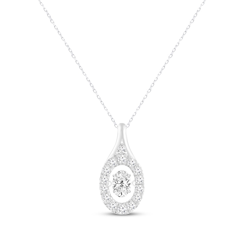 Main Image 1 of Unstoppable Love Oval-Cut Lab-Grown diamond Necklace 1 ct tw 14K White Gold 18”