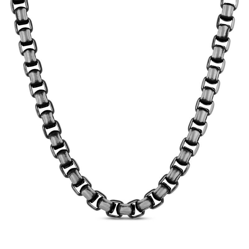 Men's Box Chain Gift Set Black Ion-Plated Stainless Steel