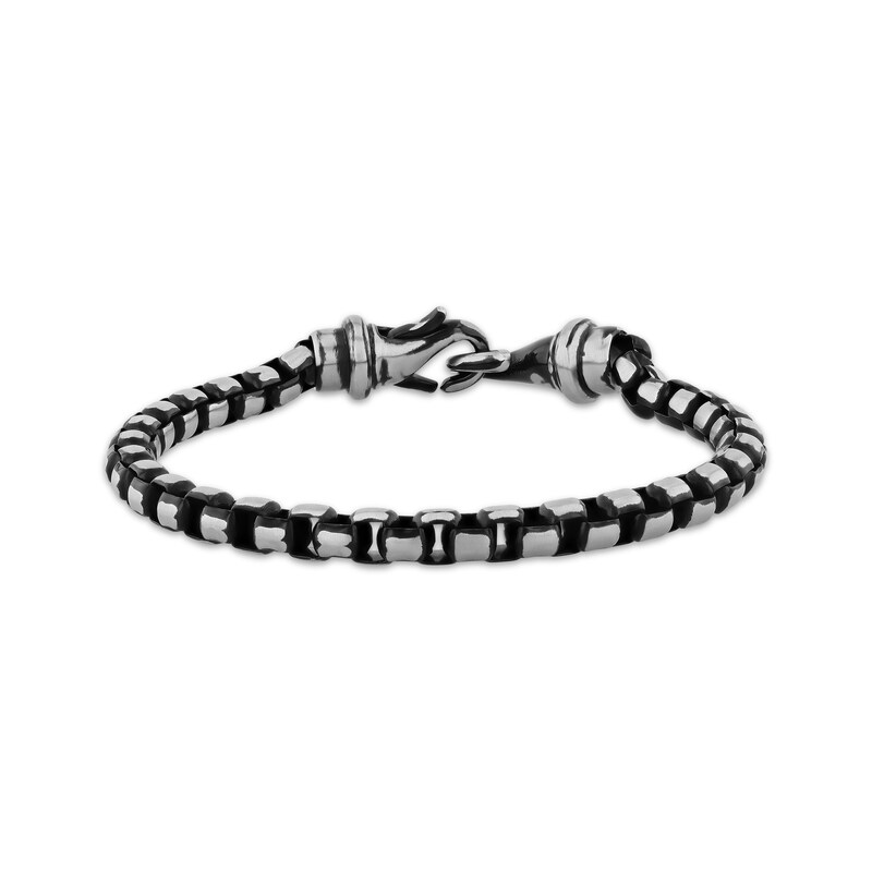 Men's Box Chain Gift Set Black Ion-Plated Stainless Steel
