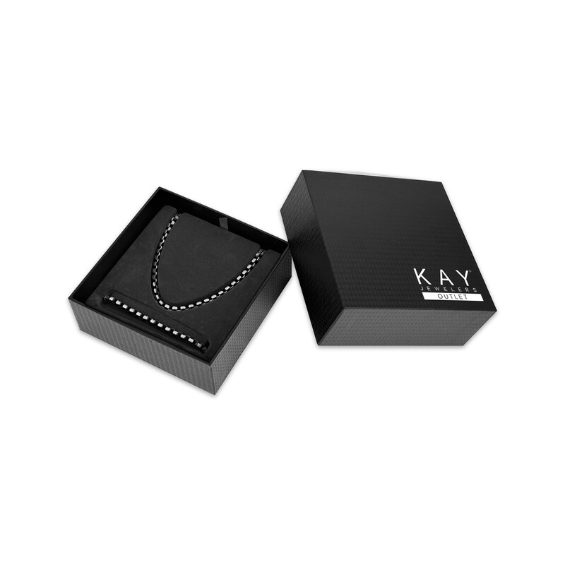 Men's Box Chain Gift Set Black Ion-Plated Stainless Steel