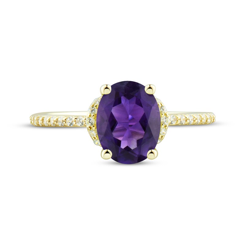 Main Image 3 of Oval-Cut Amethyst & Diamond Ring 1/8 ct tw 10K Yellow Gold