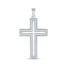 Diamond Cutout Cross Charm 1/5 ct tw Sterling Silver 18&quot;