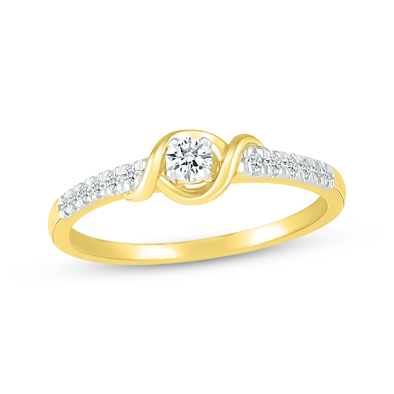 Main Image 1 of Diamond Swirl Promise Ring 1/5 ct tw 10K Yellow Gold