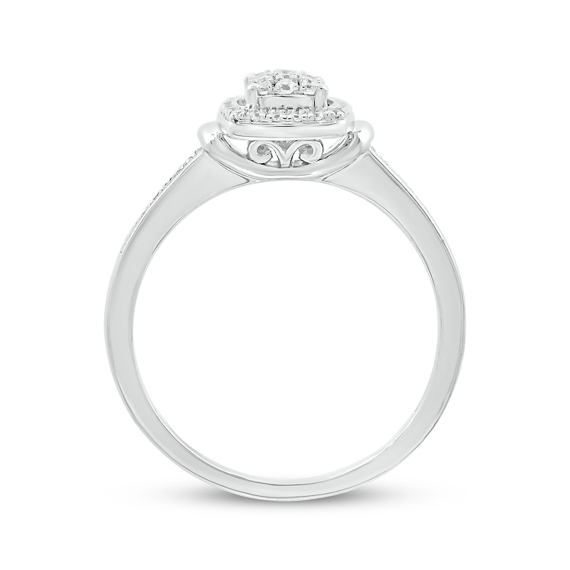 Main Image 2 of Multi-Diamond Center Elongated Cushion-Shaped Promise Ring 1/4 ct tw Sterling Silver