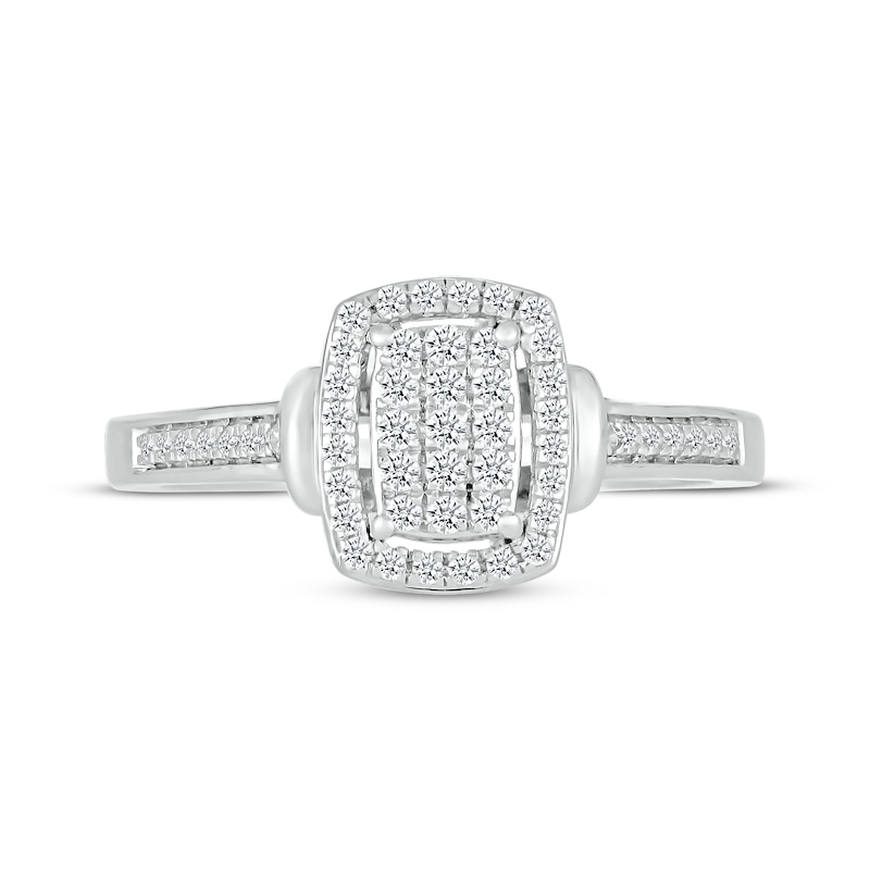 Main Image 3 of Multi-Diamond Center Elongated Cushion-Shaped Promise Ring 1/4 ct tw Sterling Silver
