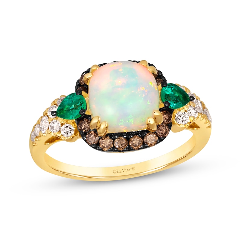 Main Image 1 of Le Vian Opal & Emerald Ring 1/2 ct tw Diamonds 14K Honey Gold