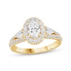 Thumbnail Image 1 of Oval-Cut Diamond Halo Engagement Ring 1-1/2 ct tw 14K Yellow Gold