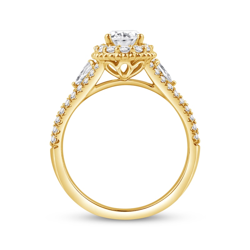 Main Image 3 of Oval-Cut Diamond Halo Engagement Ring 1-1/2 ct tw 14K Yellow Gold