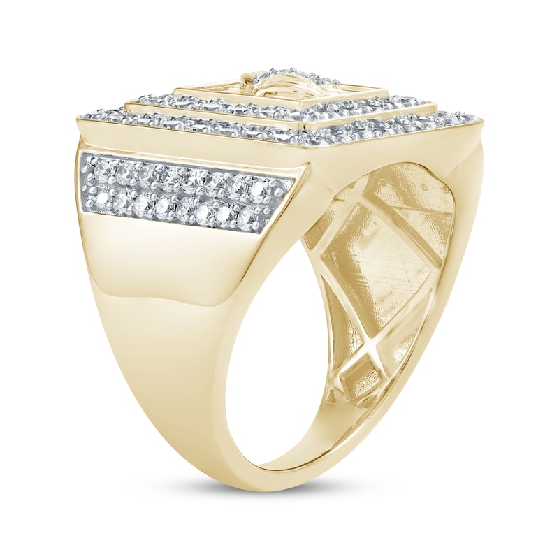 Men's Diamond Praying Hands Signet-Style Ring 2 ct tw 14K Yellow Gold