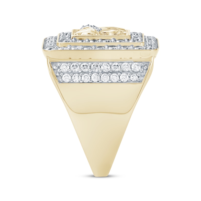Main Image 3 of Men's Diamond Praying Hands Signet-Style Ring 2 ct tw 14K Yellow Gold
