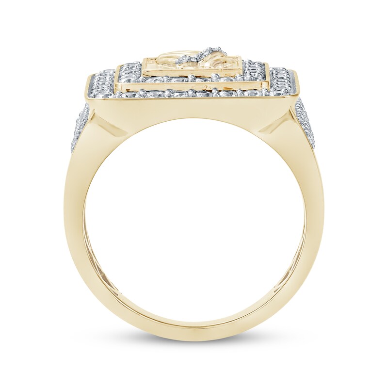 Main Image 4 of Men's Diamond Praying Hands Signet-Style Ring 2 ct tw 14K Yellow Gold
