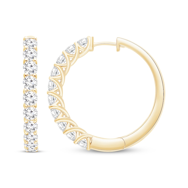 Main Image 1 of KAY Lab-Grown Diamonds Hoop Earrings 4 ct tw 10K Yellow Gold