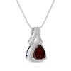 Thumbnail Image 2 of Trillion-Cut Garnet & White Lab-Created Sapphire Necklace Sterling Silver 18"