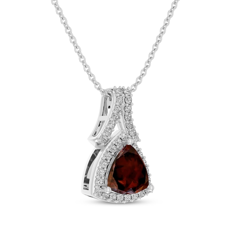 Main Image 2 of Trillion-Cut Garnet & White Lab-Created Sapphire Necklace Sterling Silver 18"