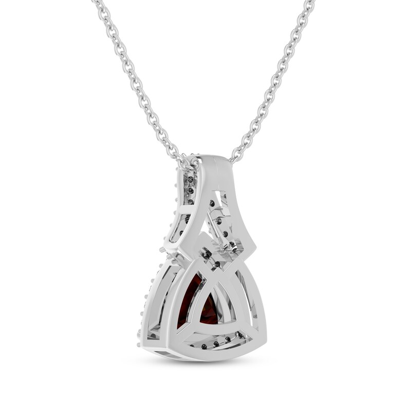 Main Image 3 of Trillion-Cut Garnet & White Lab-Created Sapphire Necklace Sterling Silver 18"