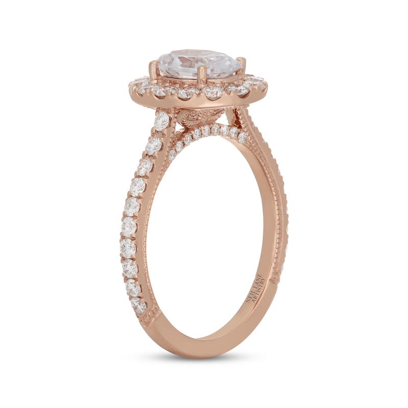 Main Image 2 of Neil Lane Artistry Oval-Cut Lab-Grown Diamond Halo Engagement Ring 2 ct tw 14K Rose Gold