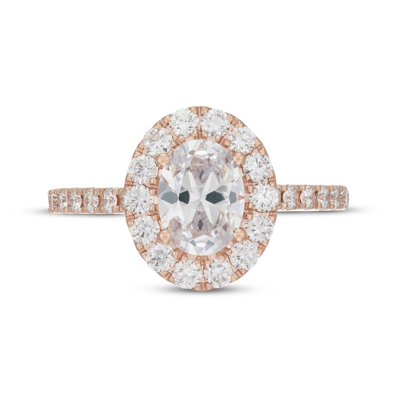 Main Image 3 of Neil Lane Artistry Oval-Cut Lab-Grown Diamond Halo Engagement Ring 2 ct tw 14K Rose Gold