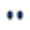 Thumbnail Image 2 of Oval-Cut Natural Blue Sapphire & Diamond Stud Earrings 1/10 ct tw 14K White Gold