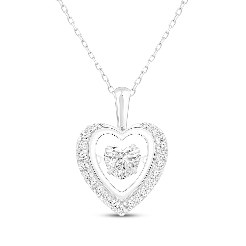 Main Image 1 of Unstoppable Love Heart-Shaped Lab-Grown Diamond Necklace 1/2 ct tw 14K White Gold 18"