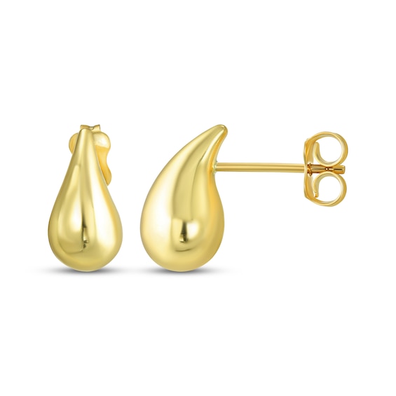 Puffed Teardrop Earrings 14K Yellow Gold