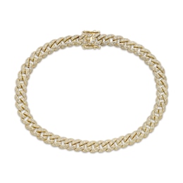 Men's Diamond Curb Chain Bracelet 1-1/2 ct tw 10K Yellow Gold 8.5"
