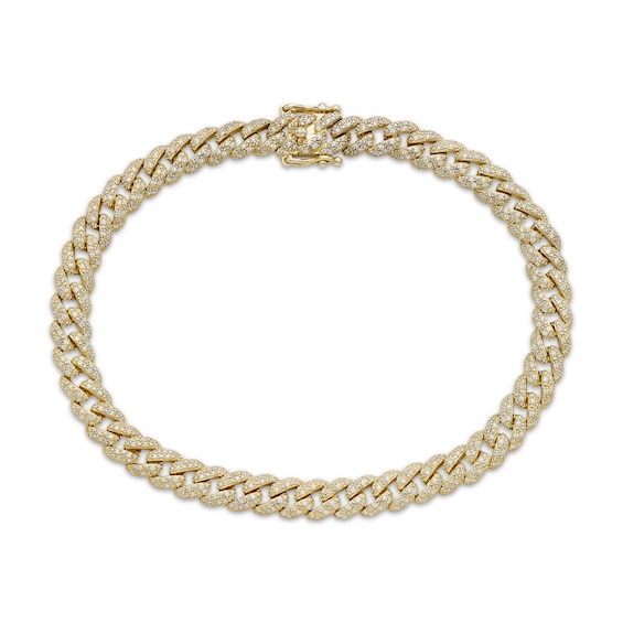 Men's Diamond Curb Chain Bracelet 1-1/2 ct tw 10K Yellow Gold 8.5"