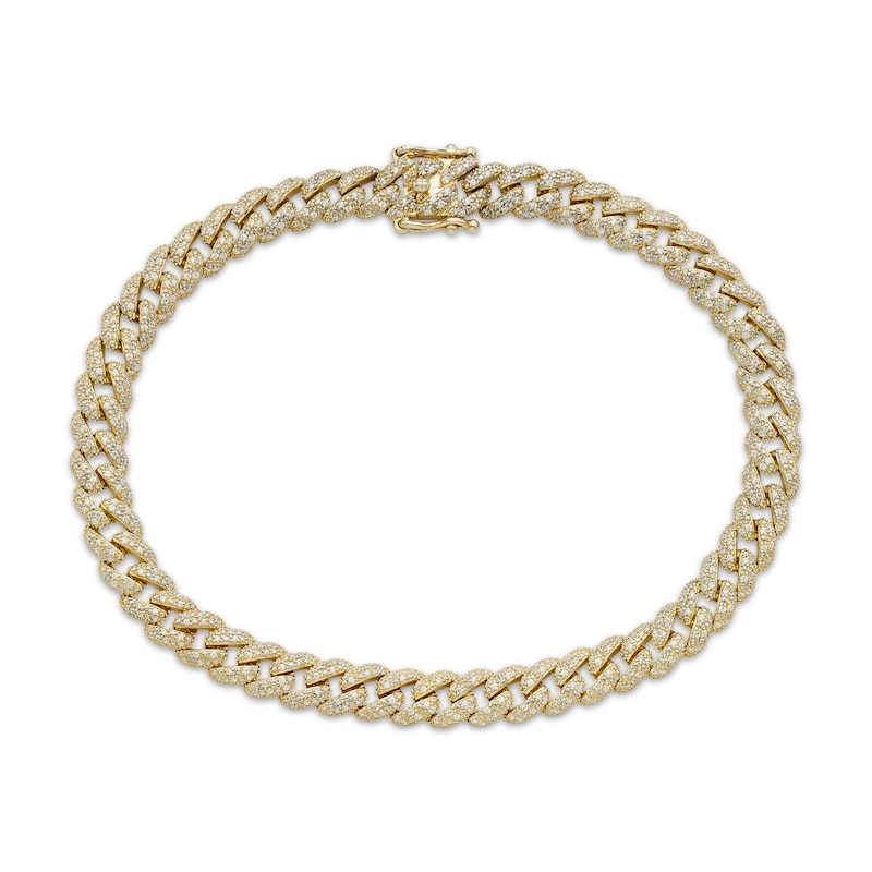 Main Image 1 of Men's Diamond Curb Chain Bracelet 1-1/2 ct tw 10K Yellow Gold 8.5"