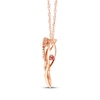 Thumbnail Image 2 of Diamond & Pink Sapphire Tilted Heart Leaf Necklace 1/8 ct tw 10K Rose Gold 18"