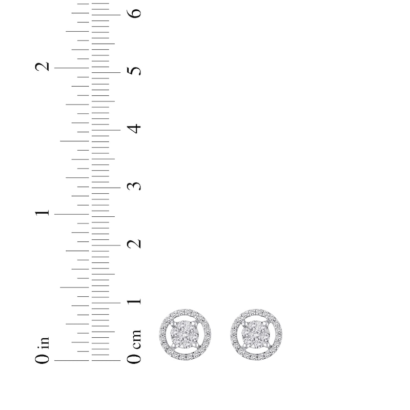 Main Image 3 of Multi-Diamond Circle Halo Stud Earrings 1/4 ct tw 10K White Gold