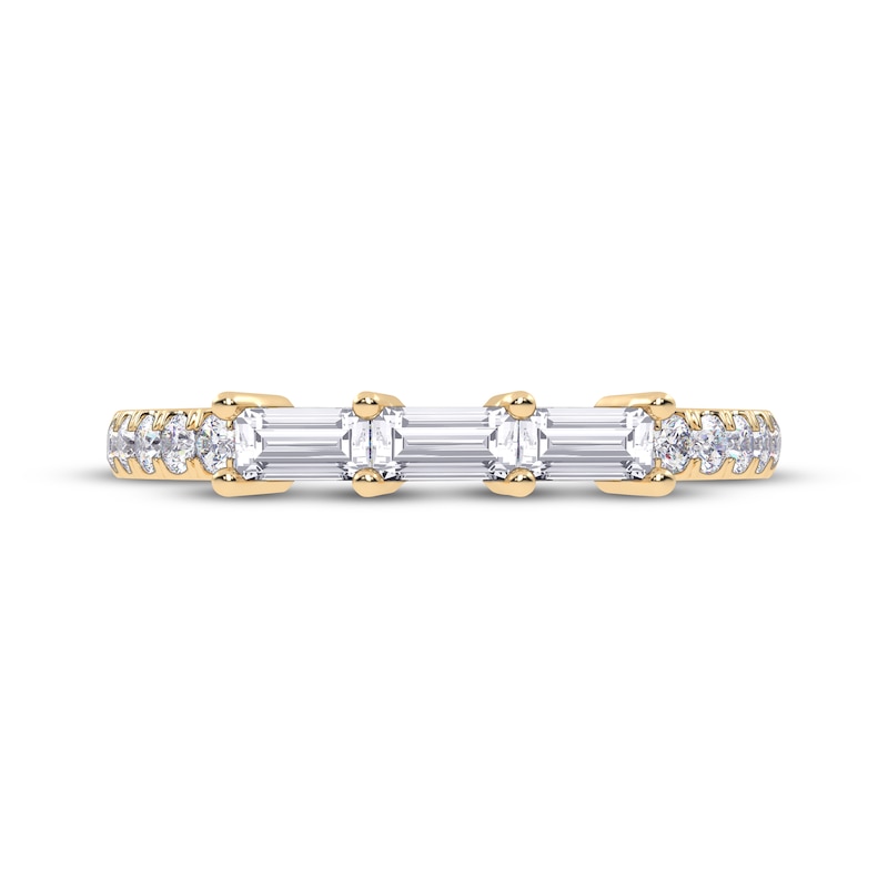Main Image 3 of Adore Baguette & Round-Cut Diamond Three-Stone Anniversary Ring 1/3 ct tw 14K Yellow Gold