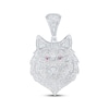 Thumbnail Image 1 of Diamond & Lab-Grown Ruby Wolf Head Charm 1-1/2 ct tw Sterling Silver