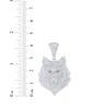 Thumbnail Image 4 of Diamond & Lab-Grown Ruby Wolf Head Charm 1-1/2 ct tw Sterling Silver