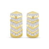 Thumbnail Image 2 of Men's Round & Baguette-Cut Diamond Chevron Huggie Hoop Earrings 1/2 ct tw 10K Yellow Gold