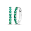 Thumbnail Image 1 of Lab-Created Emerald Hoop Earrings Sterling Silver