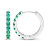 Thumbnail Image 3 of Lab-Created Emerald Hoop Earrings Sterling Silver