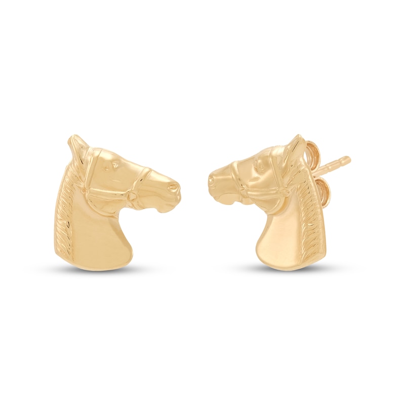 Main Image 1 of Horse Stud Earrings 14K Yellow Gold