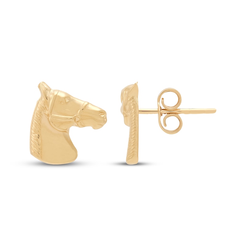 Main Image 3 of Horse Stud Earrings 14K Yellow Gold