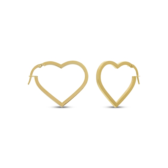 Heart-Shaped Hoop Earrings 10K Yellow Gold