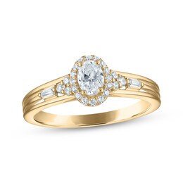 Adore Oval-Cut Diamond Halo Engagement Ring 1/2 ct tw 14K Yellow Gold